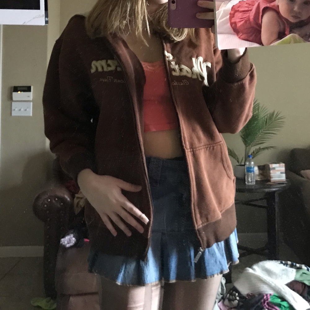 Phat Farm Cute Brown Zip Up hoodie